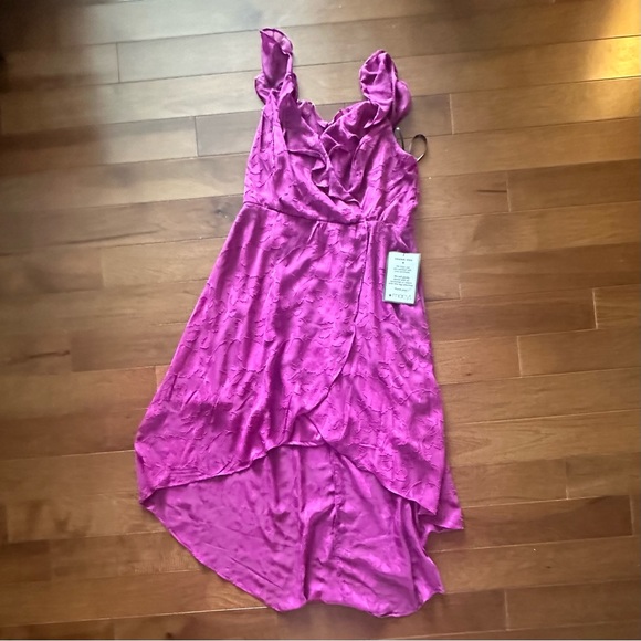 BCX Plus Pink Purple Mauve Ruffled Textured High-Low Dress. Size 1X. NWT! - Picture 6 of 13
